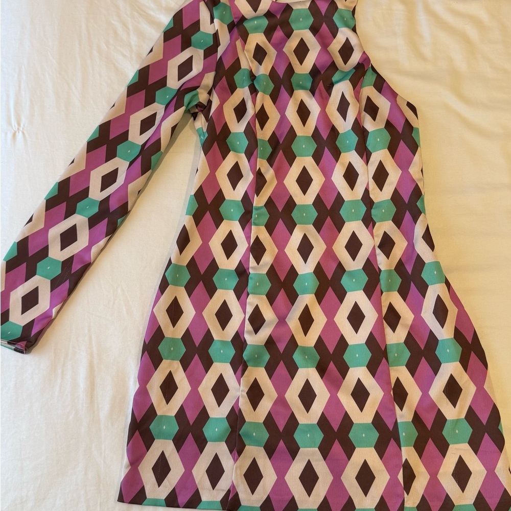 Zara Multicolor Geometric Long Sleeve Dress